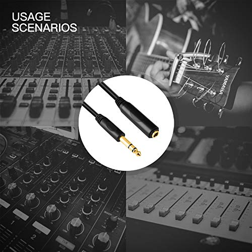 Devinal 6.35mm 1/4" inch TRS Plug Male to 1/4 Female Headphone Guitar Extension Cable Cord, Gold Plated Audio Cable Stereo Extender, 6 feet (1.8 M) - Image 4