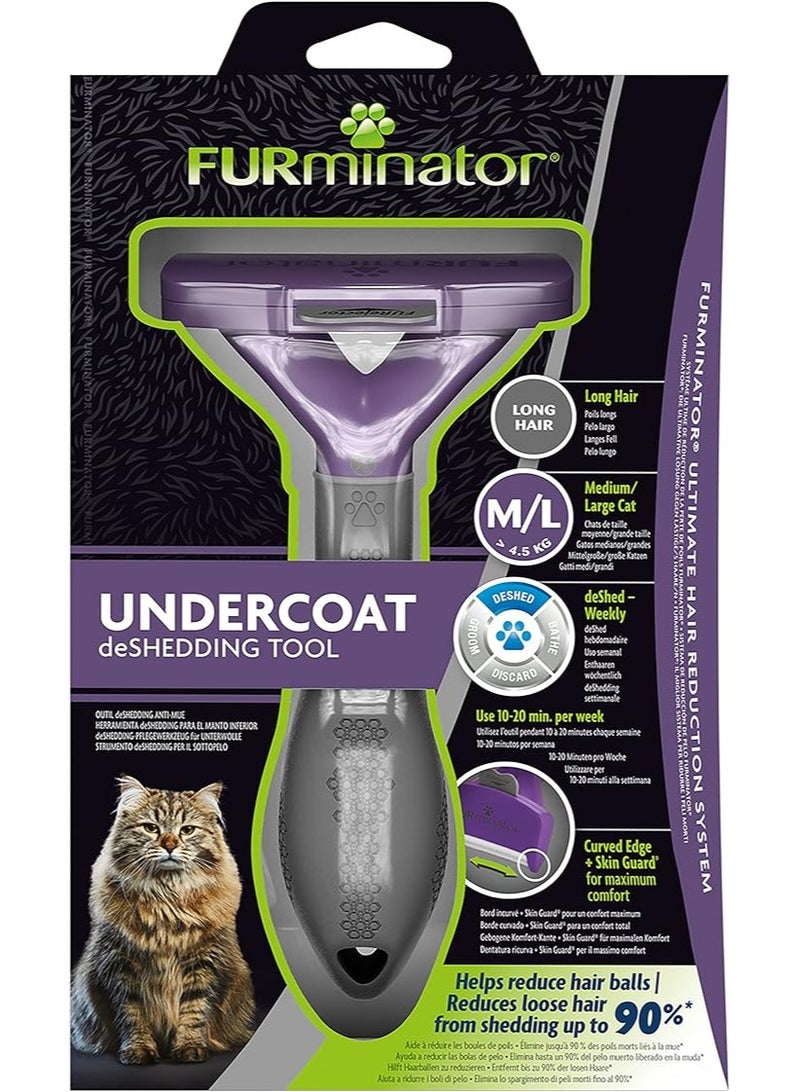 FURminator Cat Undercoat Deshedding Tool Medium Large Long Hair - Image 1