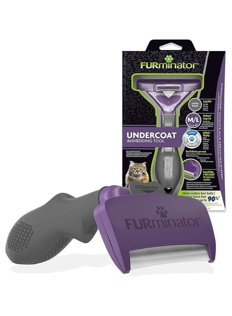 FURminator Cat Undercoat Deshedding Tool Medium Large Long Hair - Image 5
