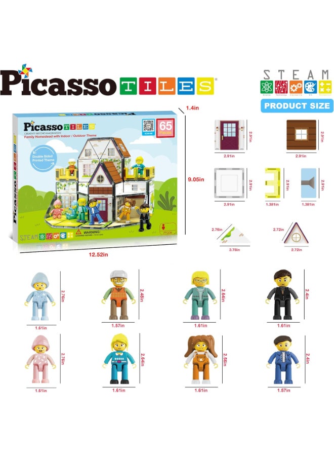 PicassoTiles Picasso Magnetic Tiles Homestead Family Theme 65-pieces - Image 2