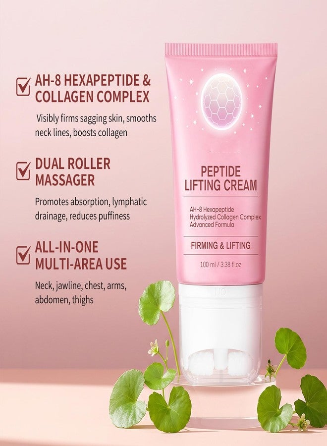 Easilydays Neck Firming Cream with Roller, AH-8 Hexapeptide & Collagen Complex, Peptide Lifting Cream for Crepey Skin, Aging Moisturizer, Smooth Wrinkles & Fine Lines, Lift & Firm, for All Skin Types - Image 3
