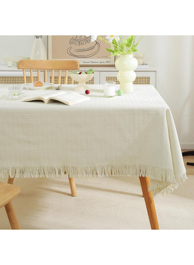 Bluejw French Cream Cotton Linen Style Tablecloth Advanced Atmosphere Photo Decorative Tablecloth Coffee Table Cover Towel Rectangular Tablecloth - Image 1