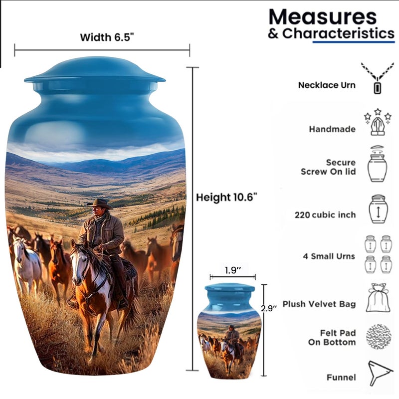 LIFAG Dallas Cowboy Urn Set of 6 with 1 Large Cremation Urn for Ashes Adult Male & Female, 4 Small Urns & 1 Pendant for Ashes | Decorative Urns for Funeral Upto 220 lbs - Image 3