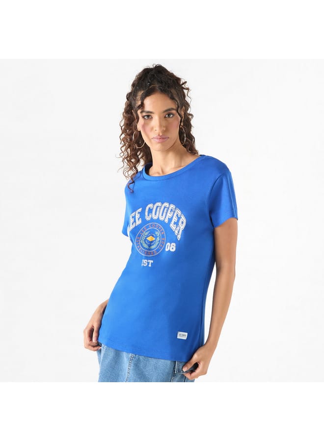 Lee Cooper Lee Cooper Printed Round Neck T-shirt with Short Sleeves - Image 1