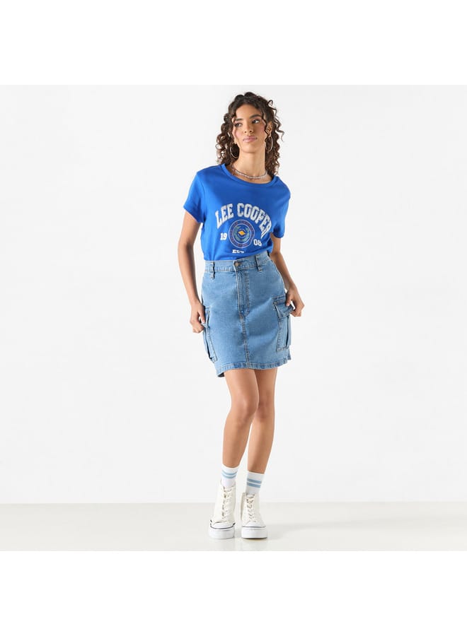 Lee Cooper Lee Cooper Printed Round Neck T-shirt with Short Sleeves - Image 2