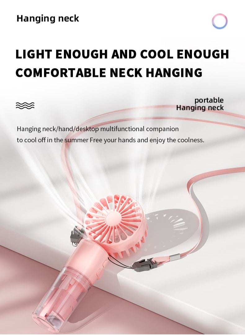 Gasin Portable Handheld Misting Fan - Multifunctional Foldable Desktop and Neck Hanging Fan for Outdoor Use(White)  - Image 2