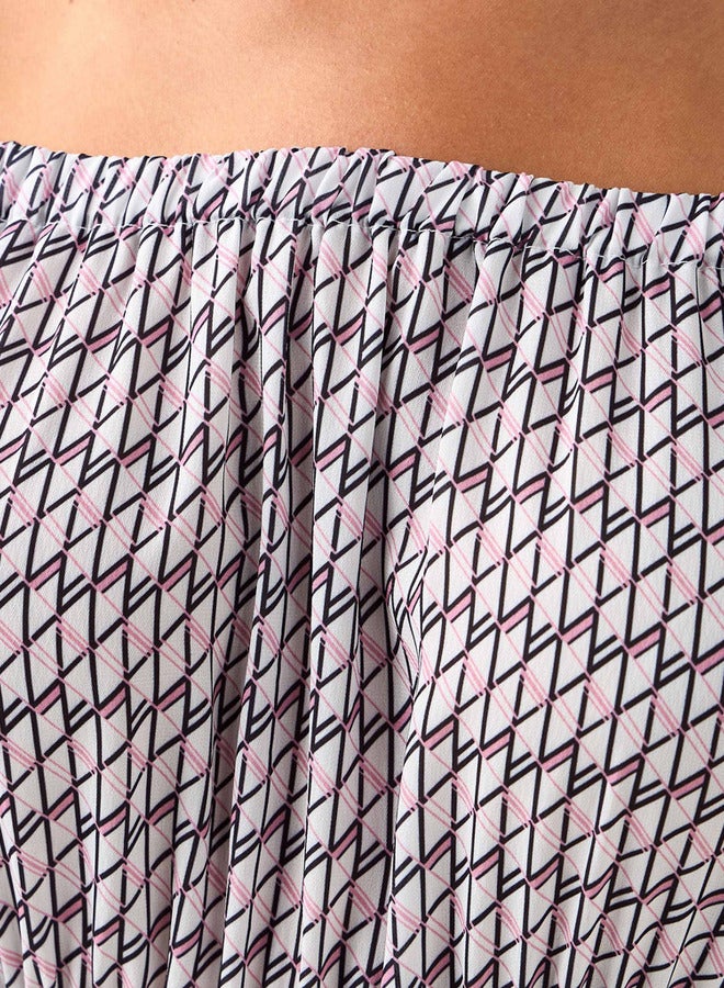 Splash FAV Cassie Geometric Print Off Shoulder Women Dress with Tie-Ups - Image 4
