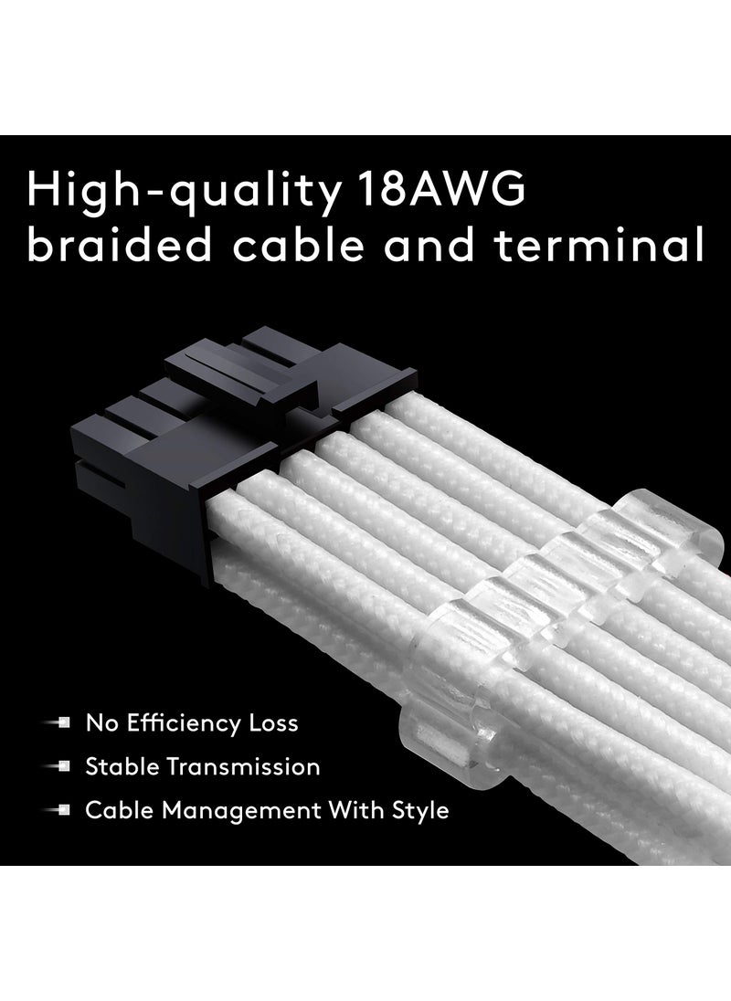 EZDIY-FAB EZDIY-FAB RTX 3000 Series 12 Pin to Dual 8 Pin PCIe Sleeved Extension Cable 300 MM- Connector for NVIDIA Ampere GEFORCE RTX 3060ti 3070 3080 FE Funder Edition- White  - Image 2