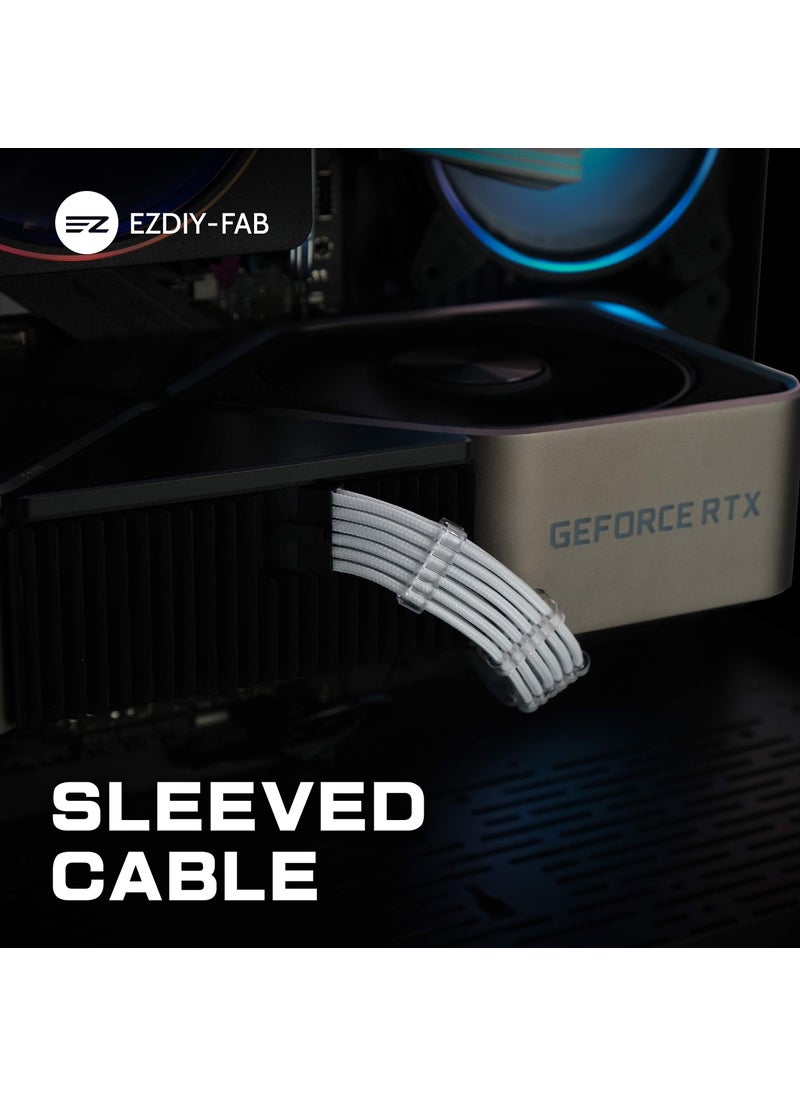 EZDIY-FAB EZDIY-FAB RTX 3000 Series 12 Pin to Dual 8 Pin PCIe Sleeved Extension Cable 300 MM- Connector for NVIDIA Ampere GEFORCE RTX 3060ti 3070 3080 FE Funder Edition- White  - Image 5