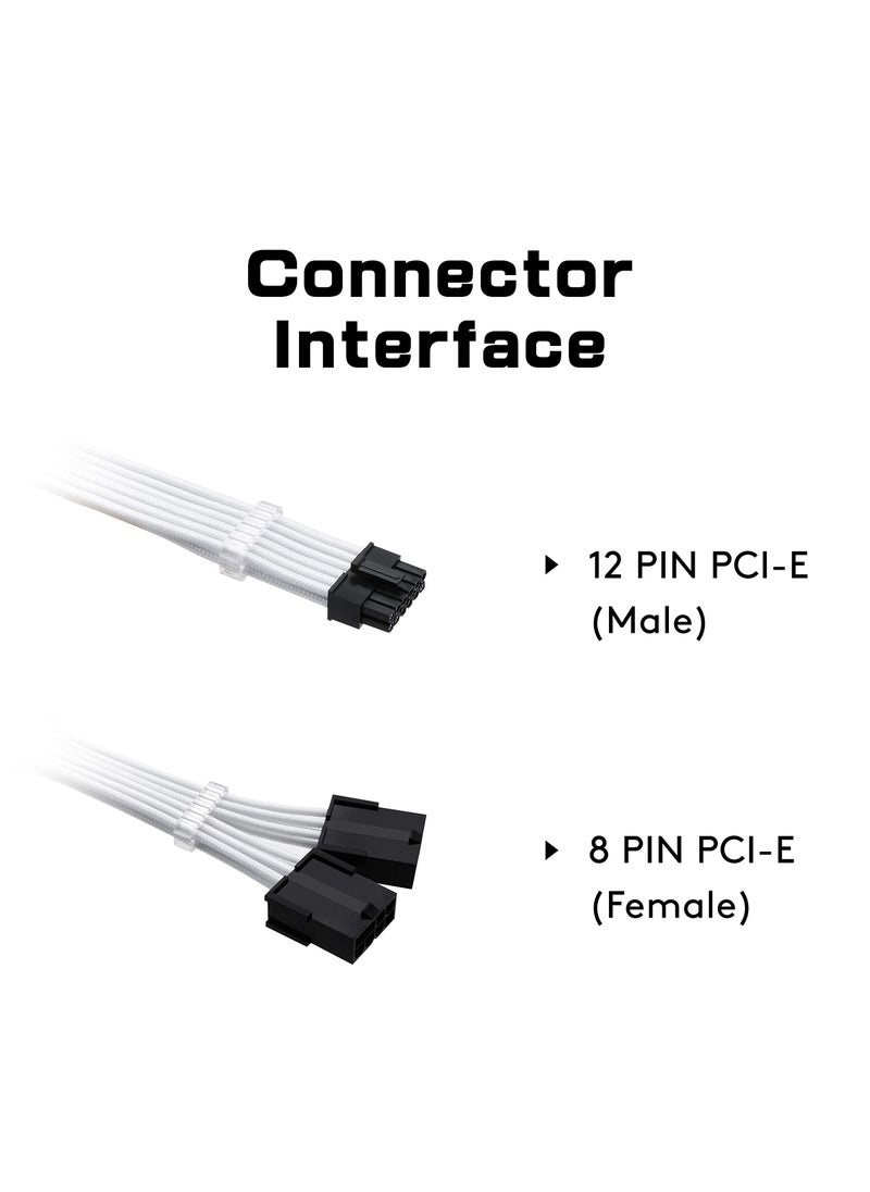 EZDIY-FAB EZDIY-FAB RTX 3000 Series 12 Pin to Dual 8 Pin PCIe Sleeved Extension Cable 300 MM- Connector for NVIDIA Ampere GEFORCE RTX 3060ti 3070 3080 FE Funder Edition- White  - Image 3