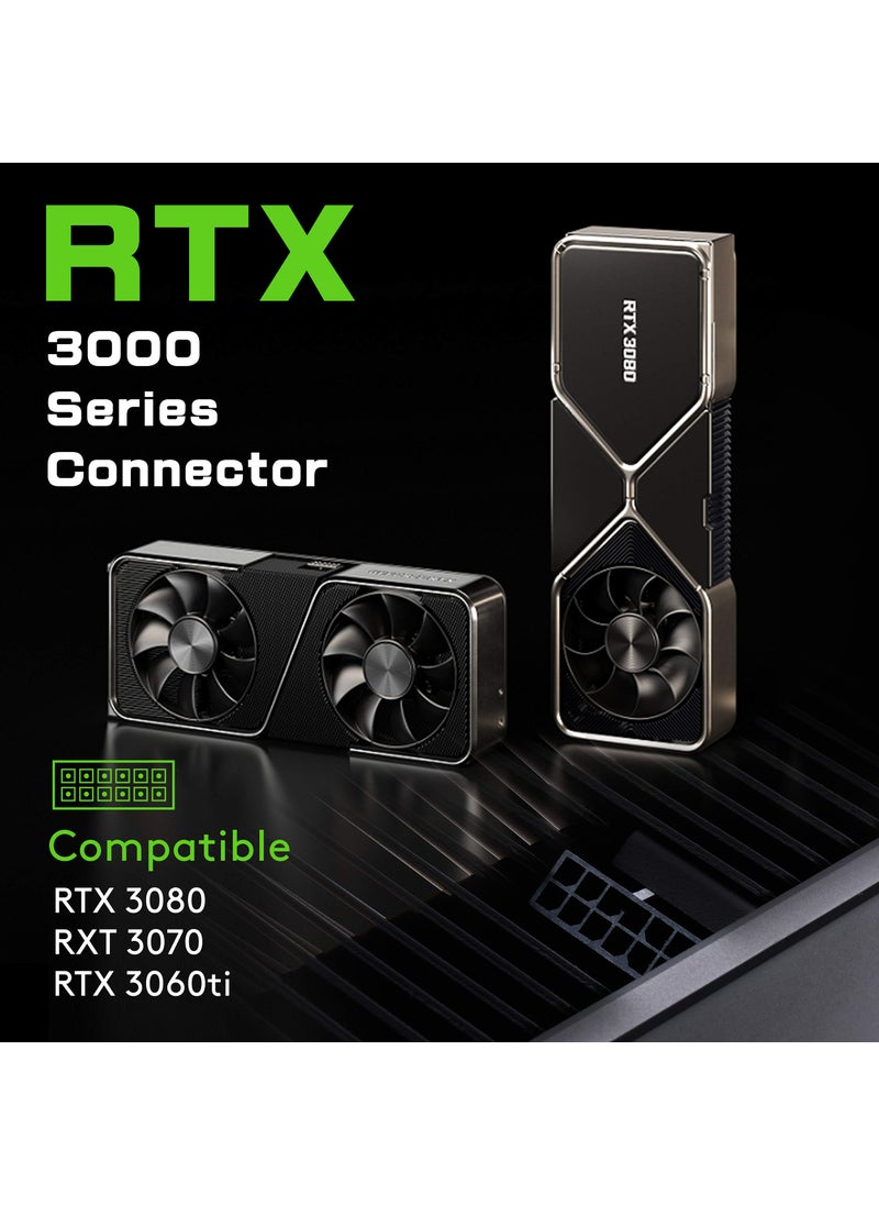 EZDIY-FAB EZDIY-FAB RTX 3000 Series 12 Pin to Dual 8 Pin PCIe Sleeved Extension Cable 300 MM- Connector for NVIDIA Ampere GEFORCE RTX 3060ti 3070 3080 FE Funder Edition- White  - Image 4
