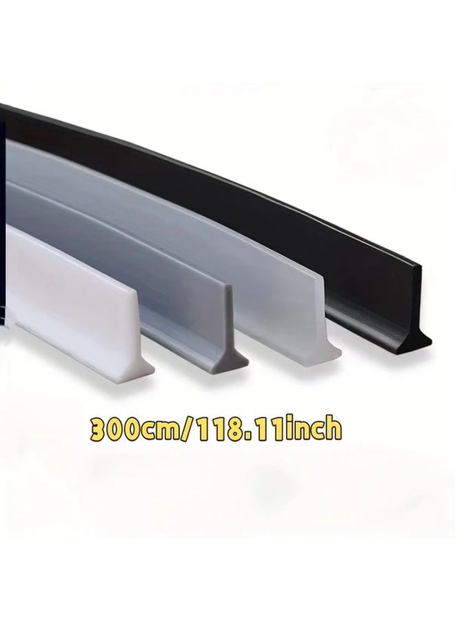White Self Adhesive Waterproof Shower Barrier 118.11 Inch Foldable Water Dam Strip For Kitchen Countertop Sink Stove Gap - Image 3