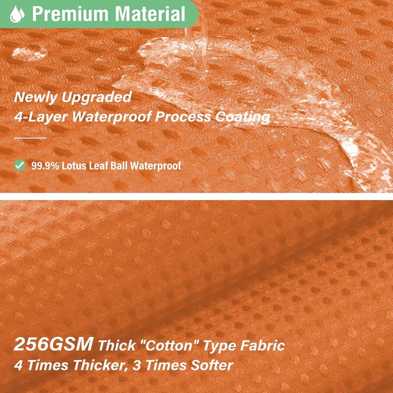 Dynamene ستارة دش دينامين برتقالية محروقة - ستارة دش قماشية ثقيلة بنسيج الوافل للحمام، 256GSM، مجموعة ستائر حمام فاخرة موزونة من الفندق مع 12 خطافًا، 72×72، برتقالي محروق - Image 4