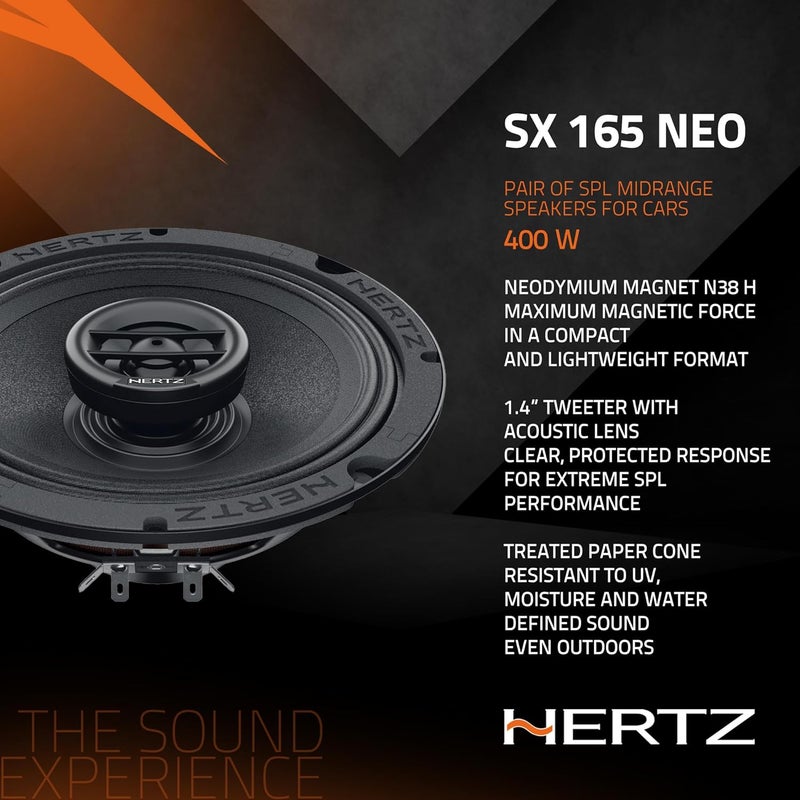 Hertz SPL Show Series SX-165-NEO 6.5" Two-Way SPL Coaxial Speakers with Neo Magnets and UV/Waterproofing - Image 4