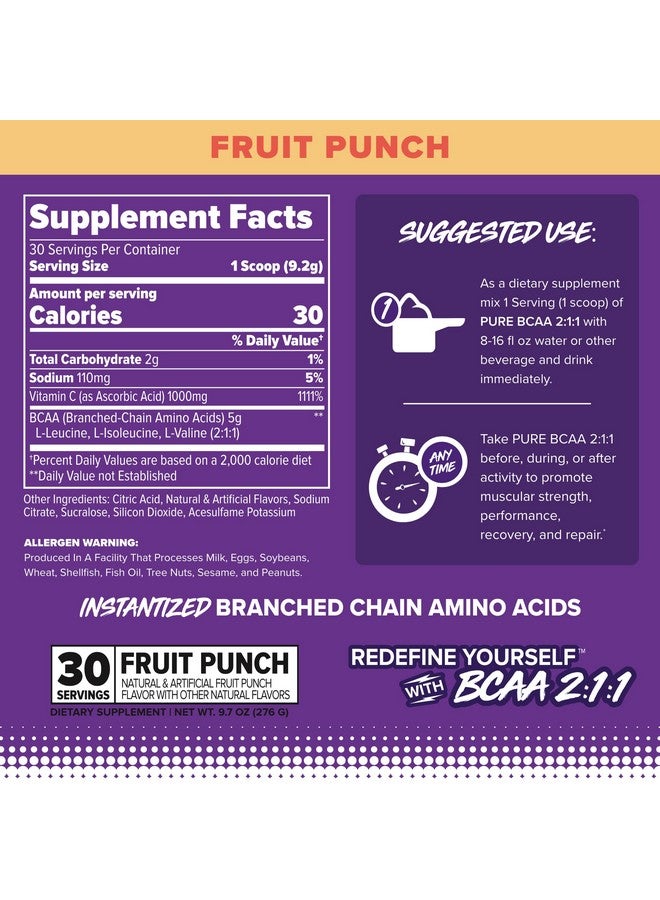 FINAFLEX Pure BCAA 2:1:1, Fruit Punch - 9.7 oz - Promotes Strength, Recovery & Performance - with 2:1:1 Ratio of Leucine, Isoleucine & Valine + Vitamin C - 30 Servings - Image 2