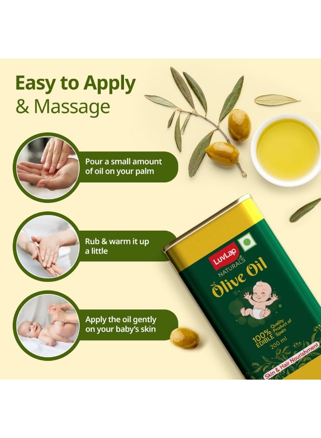 لوفلاب زيت الزيتون لتدليك جسم الطفل من لوف لاب ناتشورالز، 200 مل، زيت زيتون إسباني فاخر، يعزز قوة العظام والعضلات، 200 مل - Image 2