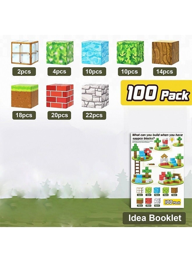 ماين كرافت مكعبات مغناطيس 100 قطعة لعبة بناء للأطفال من 5 إلى 7 سنوات، مكعبات صغيرة 2 سم، ألعاب ماينكرافت تعليمية، هدايا مثالية للأولاد والبنات، ضرورية للفصل الدراسي وللمدرسة، جودة عالية - Image 3