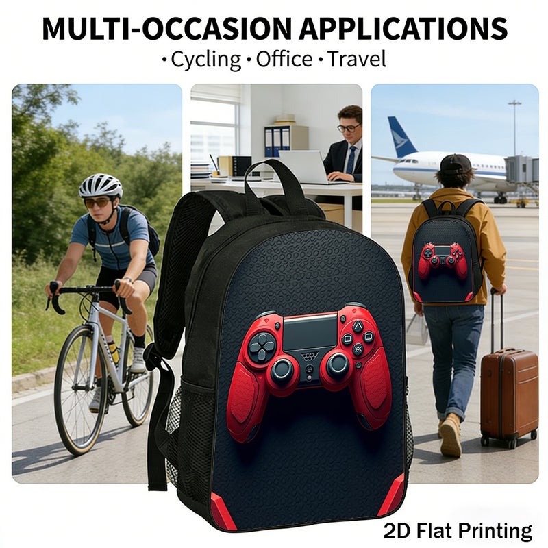 Daily Video Game Controller Print Backpack Durable Large Capacity 2D Flat Print for travel work outing for Unisex - Image 5