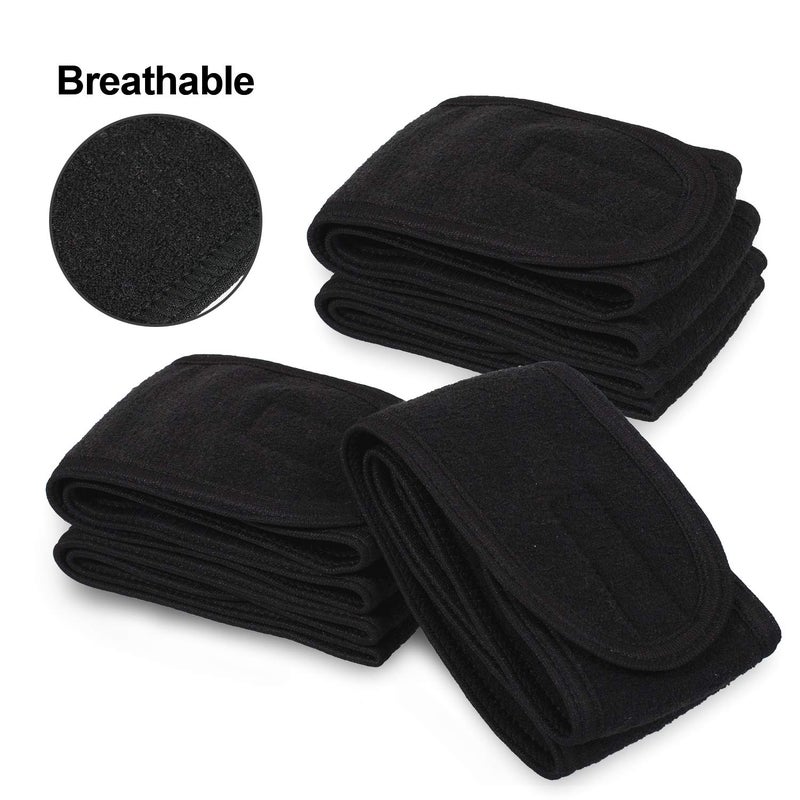 Whaline Spa Facial Headband Head Wrap Terry Cloth Headband 4 Counts Stretch Towel for Bath, Makeup and Sport (Black) - Image 3