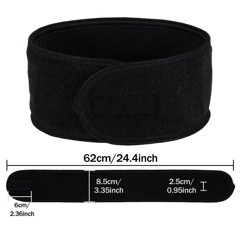 Whaline Spa Facial Headband Head Wrap Terry Cloth Headband 4 Counts Stretch Towel for Bath, Makeup and Sport (Black) - Image 2