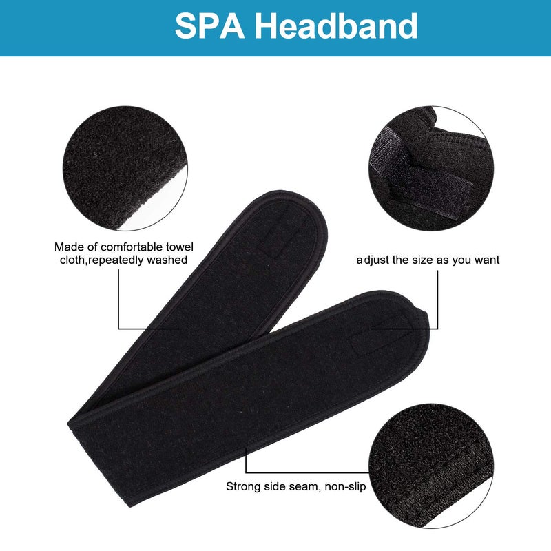 Whaline Spa Facial Headband Head Wrap Terry Cloth Headband 4 Counts Stretch Towel for Bath, Makeup and Sport (Black) - Image 4