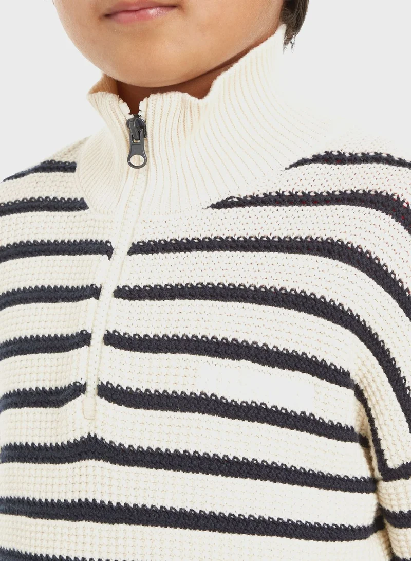 TOMMY HILFIGER Youth Striped Half Zip Sweater