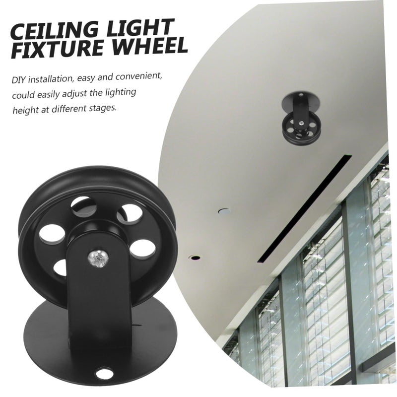 Ciieeo Heavy Duty Single Pulley Wheel Ceiling Mount For Hanging Lamp Fixtures DIY Lighting Accessory Stable Black Iron Construction Pendant Light Height Adjustment Vintage - Image 4