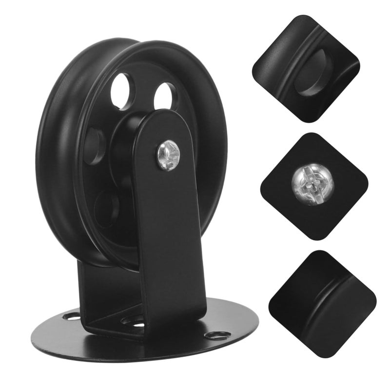 Ciieeo Heavy Duty Single Pulley Wheel Ceiling Mount For Hanging Lamp Fixtures DIY Lighting Accessory Stable Black Iron Construction Pendant Light Height Adjustment Vintage - Image 5