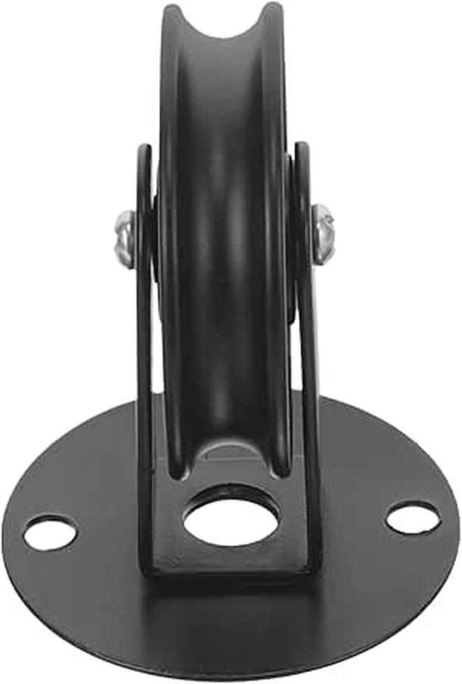 Ciieeo Heavy Duty Single Pulley Wheel Ceiling Mount For Hanging Lamp Fixtures DIY Lighting Accessory Stable Black Iron Construction Pendant Light Height Adjustment Vintage - Image 1