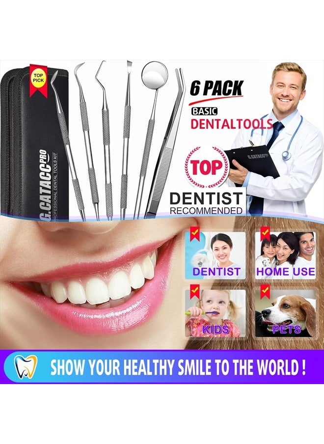 G.CATACC - Dental Tools, Dental Pick Teeth Cleaning Tools, Dental Hygiene Kit, Plaque Remover for Teeth, Professional Stainless Steel Tooth Scraper Plaque Tartar Cleaner - with Case - Image 1