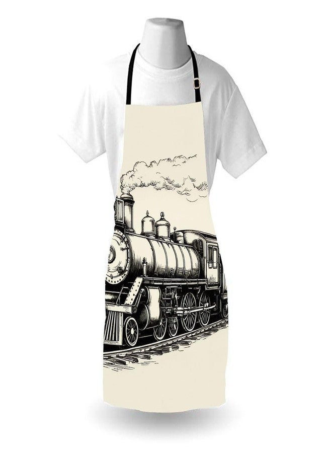 Moslion Train Apron 31x27 Inch Vintage Train in Country Locomotive Wooden Wagons Rail Road with Smoke Kitchen Chef Waitress Cook Aprons Bib with Adjustable Neck for Women Men Girls - Image 4