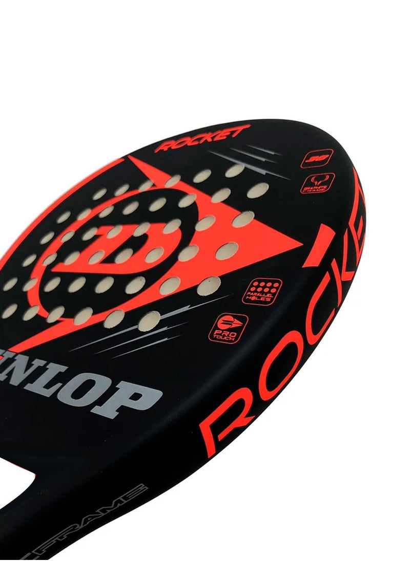 DUNLOP - مضرب تنس Dunlop Rocket Red - إطار من ألياف الكربون، ورأس على شكل ماسة، ومقبض مريح للمبتدئين واللاعبين المتقدمين - Image 1