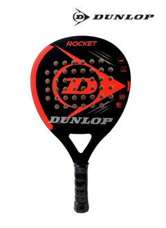 مضرب تنس Dunlop Rocket Red - إطار من ألياف الكربون، ورأس على شكل ماسة، ومقبض مريح للمبتدئين واللاعبين المتقدمين