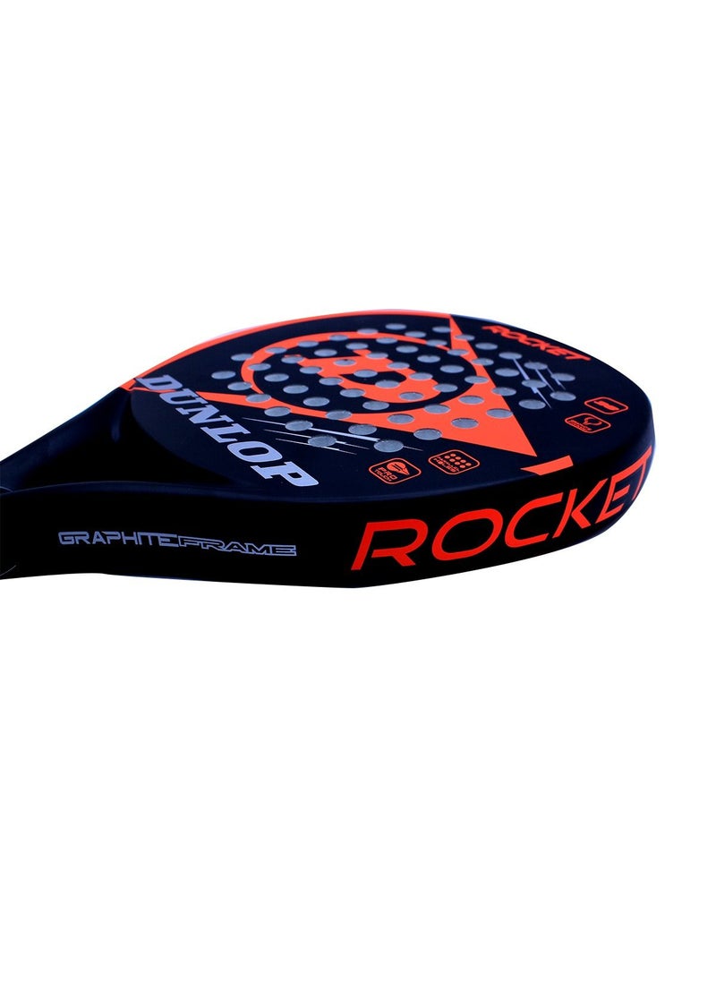 DUNLOP - مضرب تنس Dunlop Rocket Red - إطار من ألياف الكربون، ورأس على شكل ماسة، ومقبض مريح للمبتدئين واللاعبين المتقدمين - Image 1