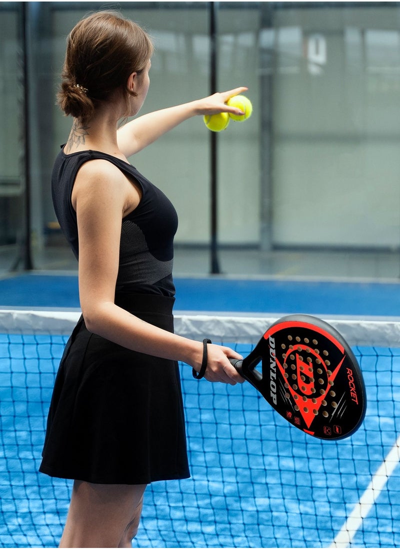 DUNLOP - مضرب تنس Dunlop Rocket Red - إطار من ألياف الكربون، ورأس على شكل ماسة، ومقبض مريح للمبتدئين واللاعبين المتقدمين - Image 1