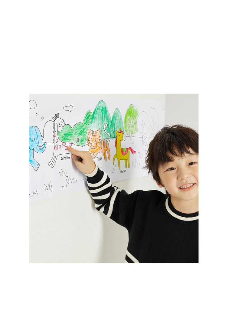 YPlus Coloring Paper Roll for Kids, Toddler Drawing Paper Roll, Squeaky Clean Sticky Wall Painting Stickers Set for Gift, 120 * 11.8 Inch - Image 5