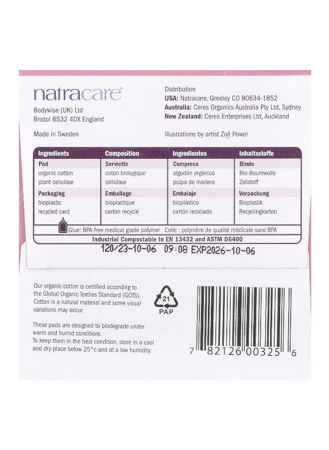 NATRACARE Natracare, Ultra Extra Pads, Organic Cotton Cover, Regular, 12 Pads  - Image 2