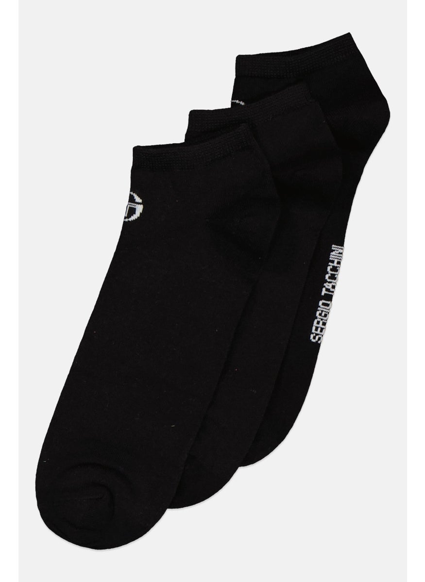 Sergio Tacchini - Men 3 Pair Brand Logo Ankle Socks, Black - Image 1
