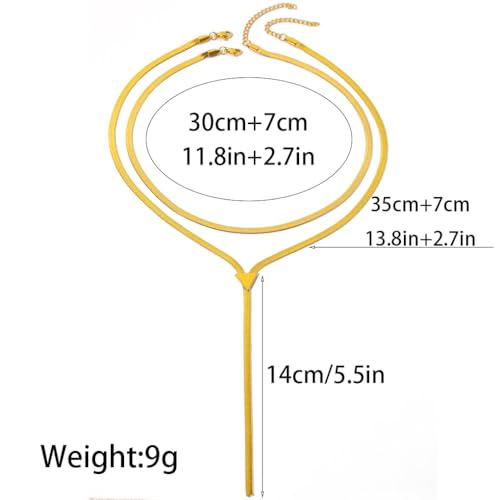GIGB PBDK Gold Statement Choker Necklaces for Women,Trendy Long Pendant Drop Necklace Thick Snake Chain Y Shaped Necklace,Charm Party Prom Accessories Gifts (Gold) - Image 2