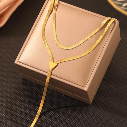 GIGB PBDK Gold Statement Choker Necklaces for Women,Trendy Long Pendant Drop Necklace Thick Snake Chain Y Shaped Necklace,Charm Party Prom Accessories Gifts (Gold) - Image 5