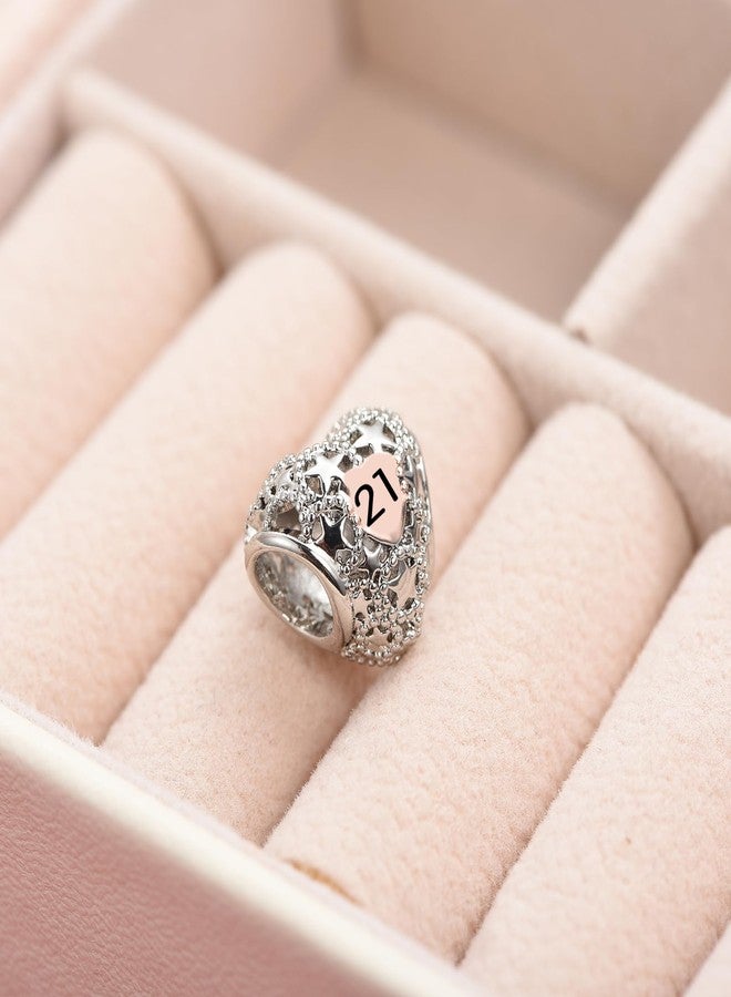 KunBead 21st Birthday Rose Gold Heart Star Love Bead Charms Compatible with Pandora Charm Bracelets Jewelry for Sister Daughter - Image 5