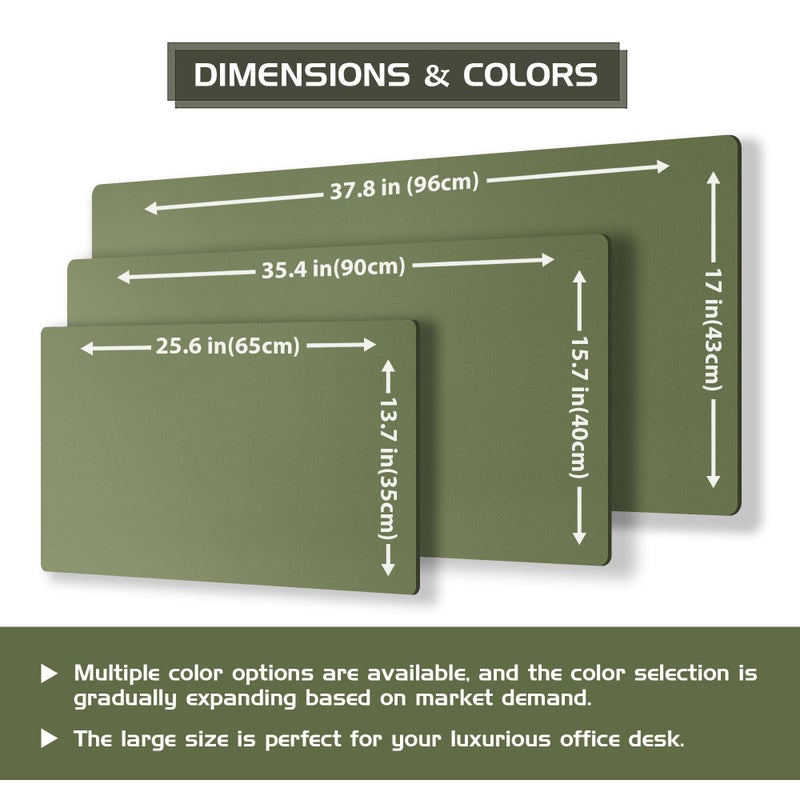 Aothia Dual-Sided Desk Mat - Natural Cork & Leather Desk Protector, Large Mouse Pad & Writing Pad for Office/Home, Olive Green (25.6"x13.7") - Image 4