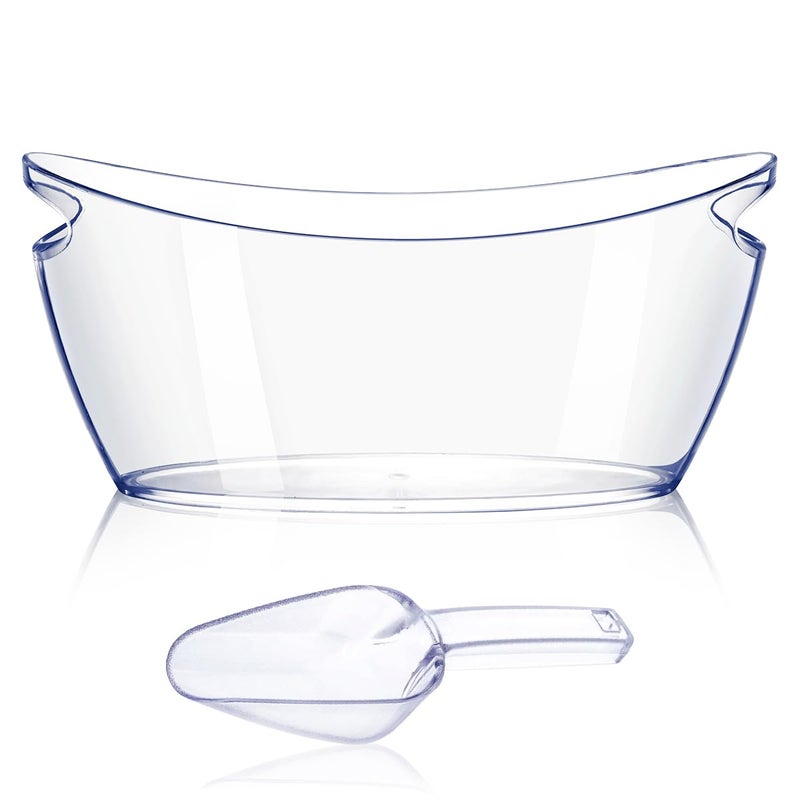 mwellewm دلو ثلج للحفلات سعة 55 لتر كبير شفاف لشمبانيا بيرة ميموزا مجموعة مستلزمات بار أكريليك بلاستيك دلو مشروبات نبيذ مع مغرفة لبار الكوكتيل