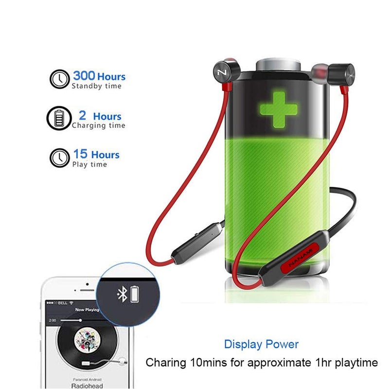 NANAMI Bluetooth Headphones Wireless Earbuds - Sports Magnetic Neckband Wireless Headsets, HiFi Stereo Deep Bass Updated Bluetooth 5.3 Earphones IPX7 Waterproof with Mic for Gym Running 24h Playtime - Image 3