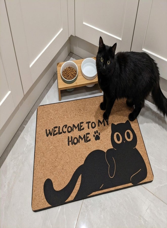 zentora Black Cat Indoor Doormat - Welcome to My Home Bath Rug - 18×30 in - Elegant Welcome Mat for Indoor Room,Entryway, Kitchen - Food Mat for Pet - Non-Slip Rug with Rubber Backing - Image 1