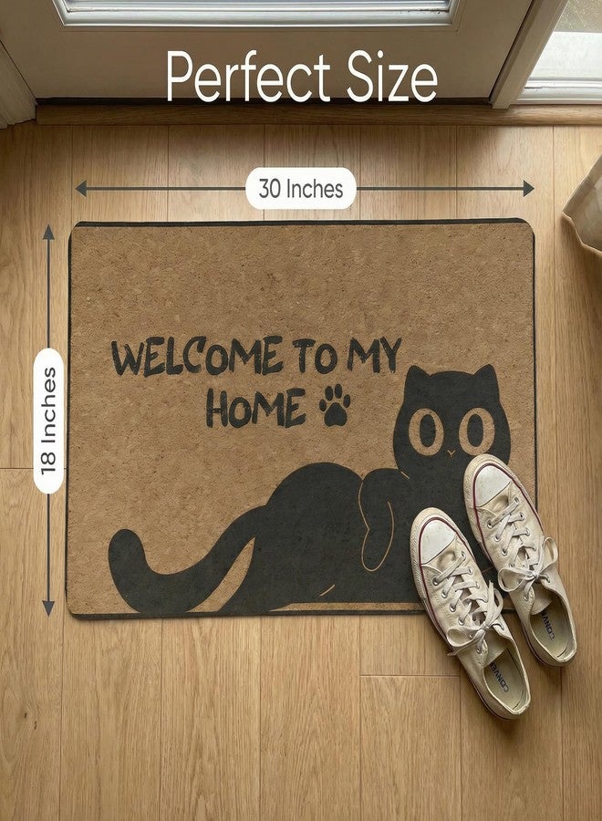 zentora Black Cat Indoor Doormat - Welcome to My Home Bath Rug - 18×30 in - Elegant Welcome Mat for Indoor Room,Entryway, Kitchen - Food Mat for Pet - Non-Slip Rug with Rubber Backing - Image 5