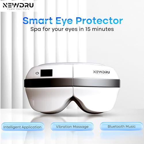 NEWDRU Rechargeable Electric Eye Massager with Heat & Vibration | Bluetooth Music Therapy | Smart & Helps to Reduce Dark Circles, Puffiness, Eye Strain & Stress Relief – EyeSpa Pro (White) - Image 2