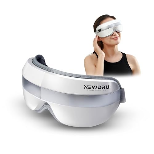 NEWDRU Rechargeable Electric Eye Massager with Heat & Vibration | Bluetooth Music Therapy | Smart & Helps to Reduce Dark Circles, Puffiness, Eye Strain & Stress Relief – EyeSpa Pro (White) - Image 1