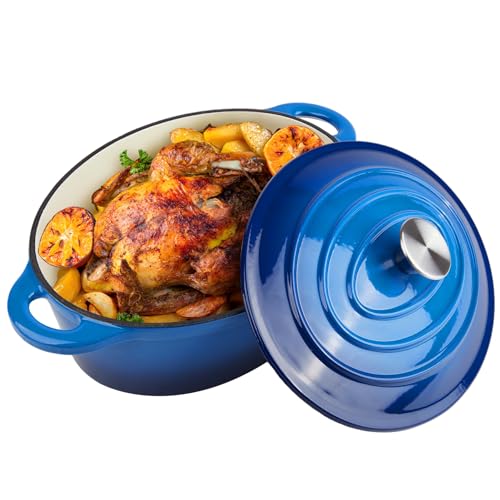 Alathote 5.5 Quart Oval Enameled Cast Iron Dutch Oven Pot with Lid, Oven Safe up to 550° F & Dishwasher Safe, Sturdy Dutch Oven Cookware - Image 1