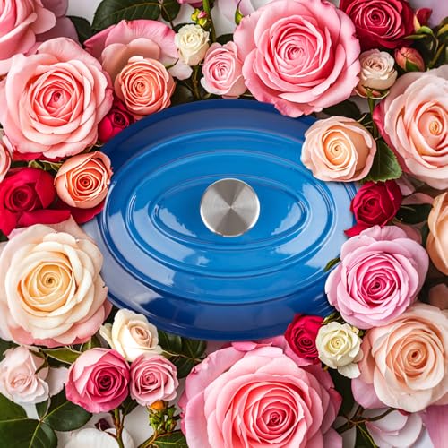 Alathote 5.5 Quart Oval Enameled Cast Iron Dutch Oven Pot with Lid, Oven Safe up to 550° F & Dishwasher Safe, Sturdy Dutch Oven Cookware - Image 2